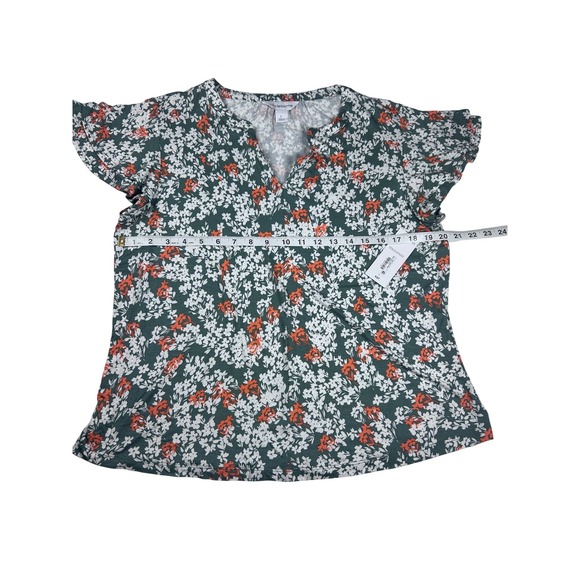 Liz Claiborne Floral Flutter Sleeve V-Neck Top - Women's‎ Size Large NEW - Picture 5 of 10